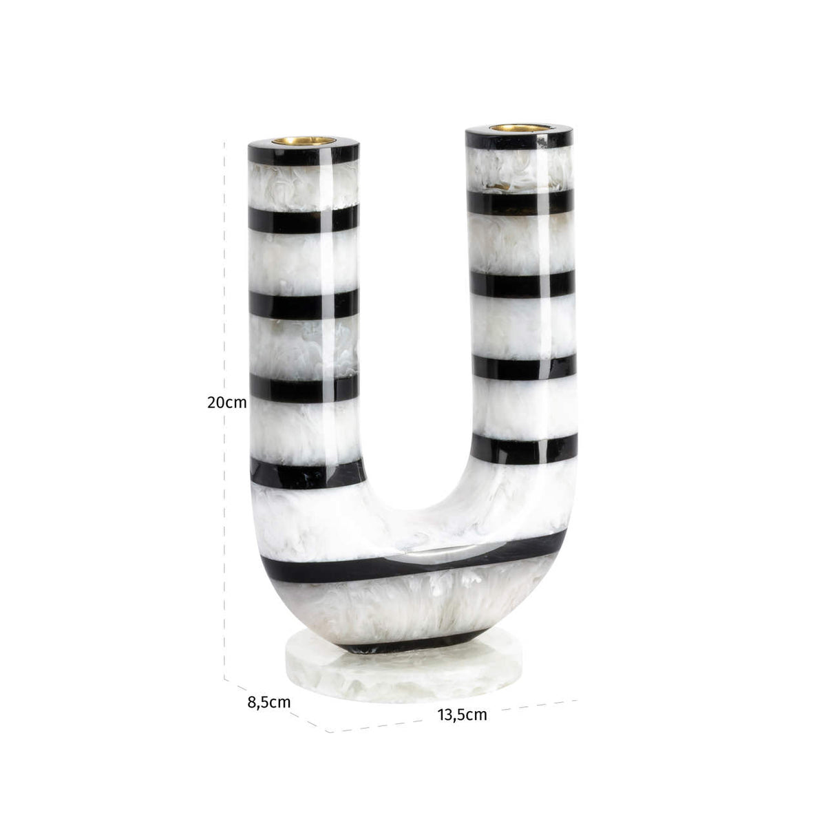 Candle holder River black/white