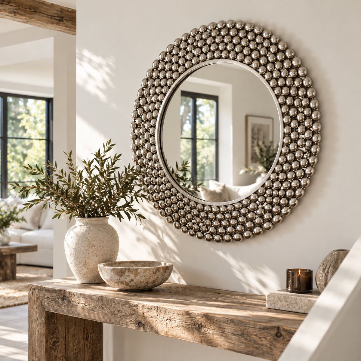 Gares Pewter Wall Mirror