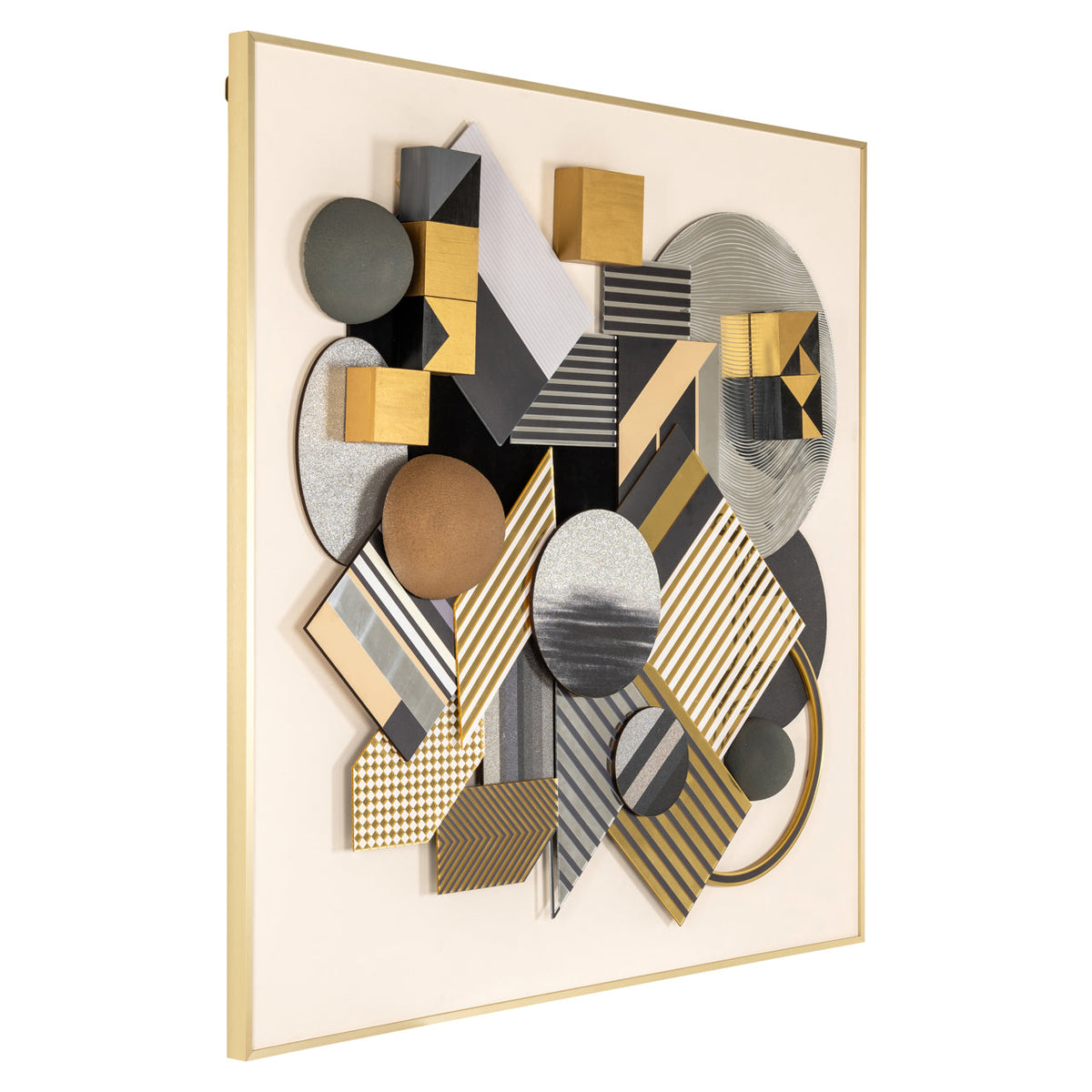 Wall art 3D Block black/gold 