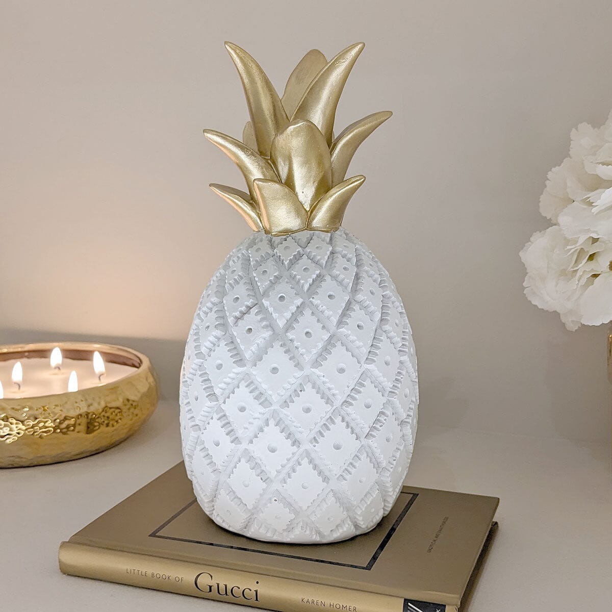Calista White & Gold Pineapple Decorative Ornament