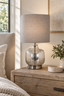 Imri Glass Table Lamp with Natural Fabric Shade