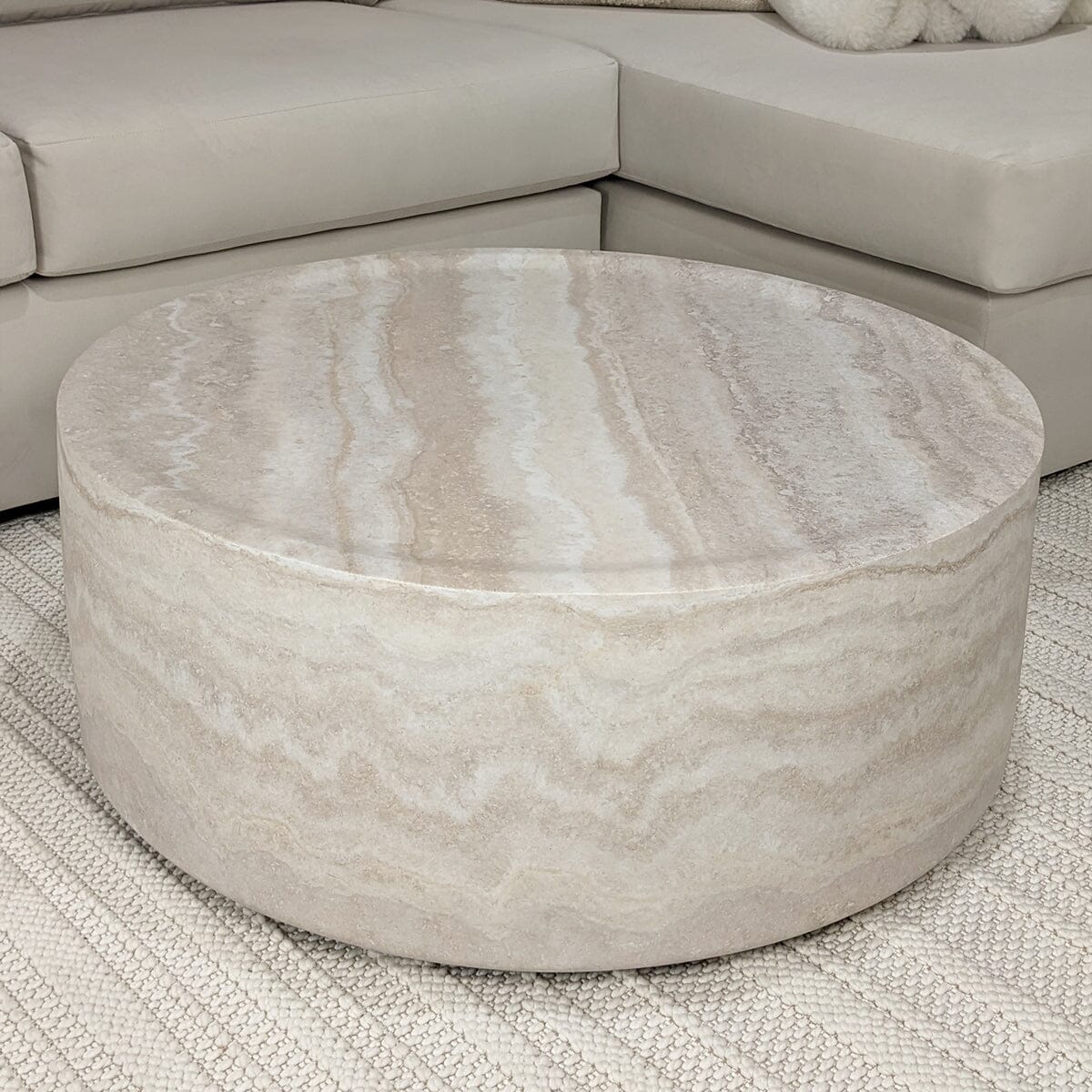 Celeste Round Neutral Marble Effect Coffee Table