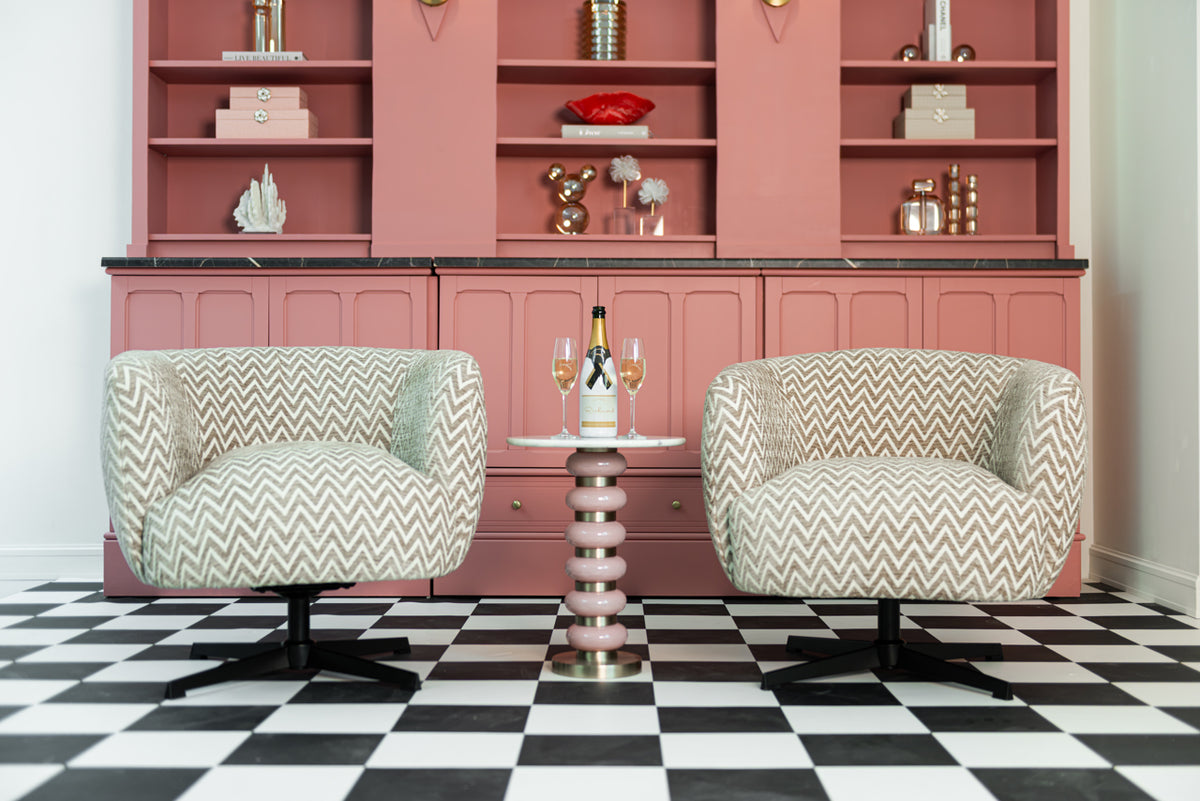 Lounge chair Estelle sand chevron swivel