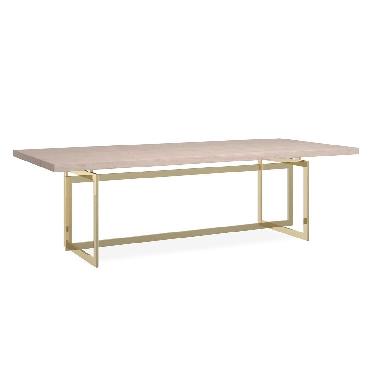 Wish You Were Here Dining Table - Gold and Crème Travertine Top
