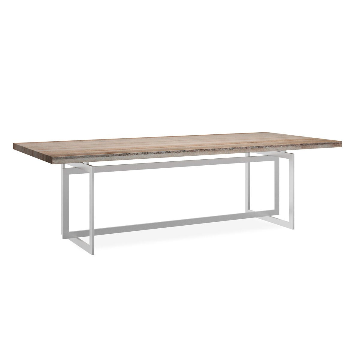 Wish You Were Here Dining Table - Brushed Chrome and Sandstone Top