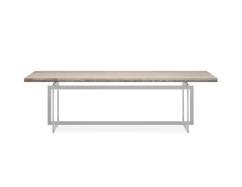 Wish You Were Here Dining Table - Brushed Chrome and Sandstone Top