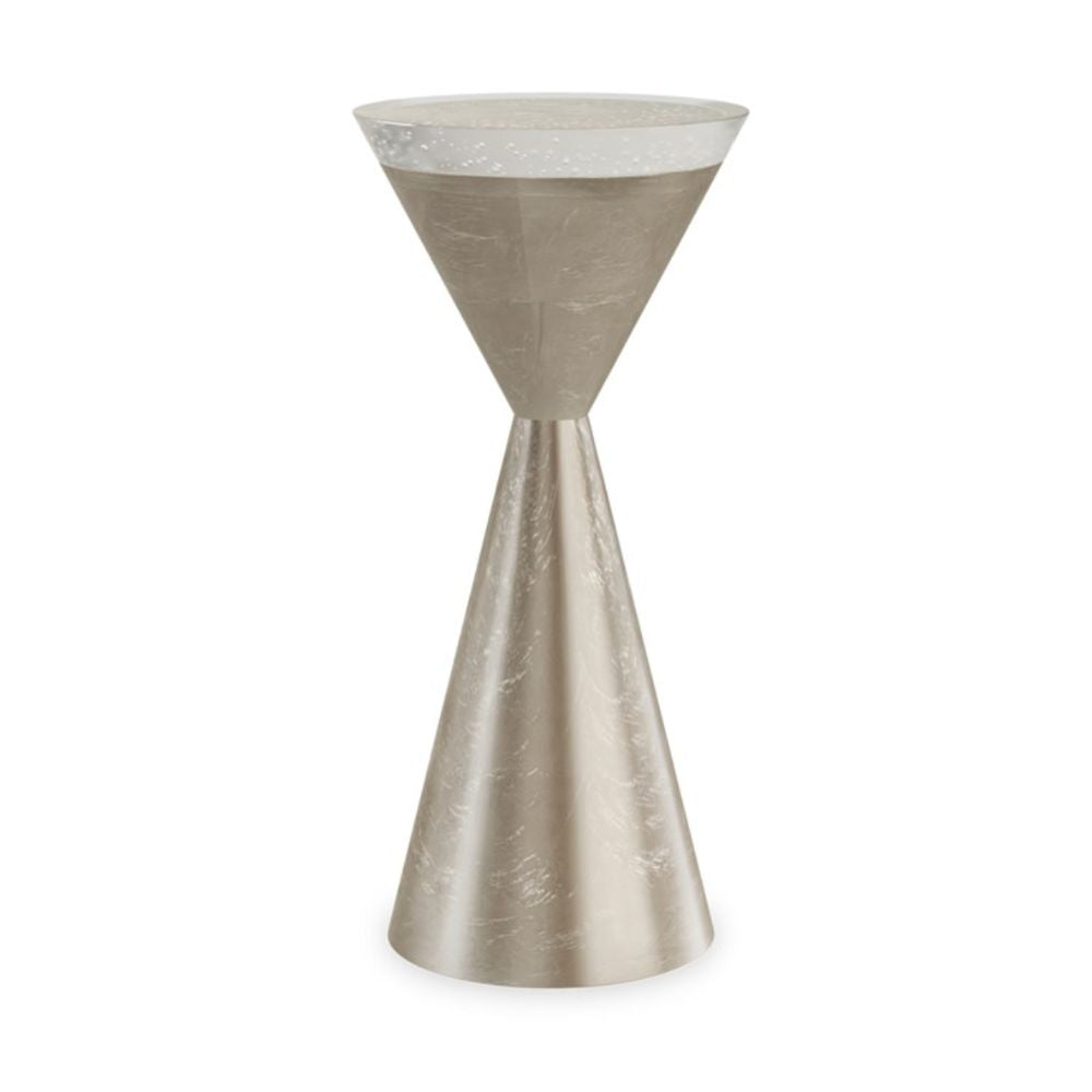 Spy Glass Drinks Table in Taupe Silver Leaf