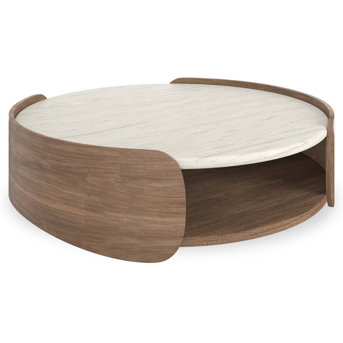 Fleur Open Coffee Table With Wood Shelf