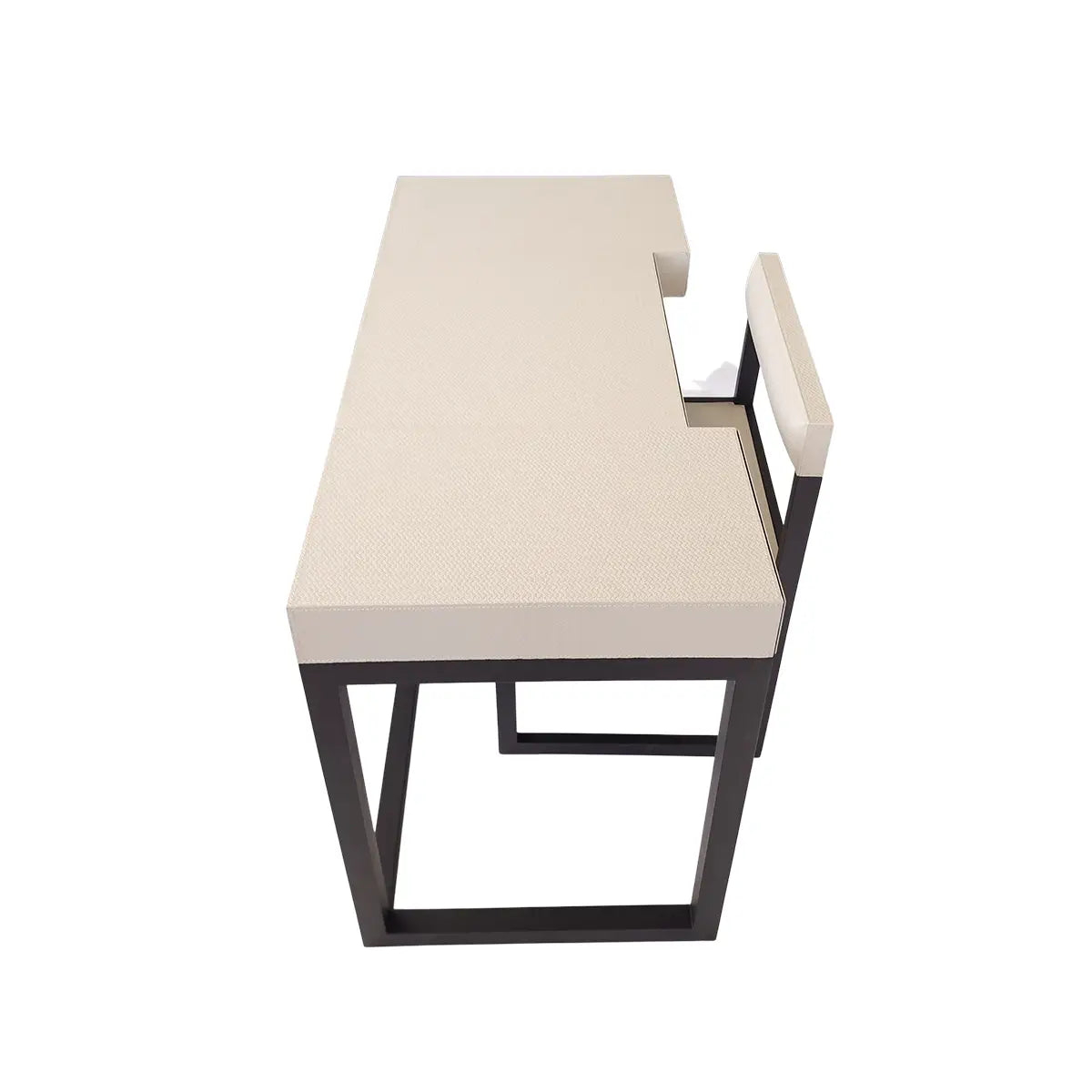 Compact Desk and Chair Woven Pumice Leather