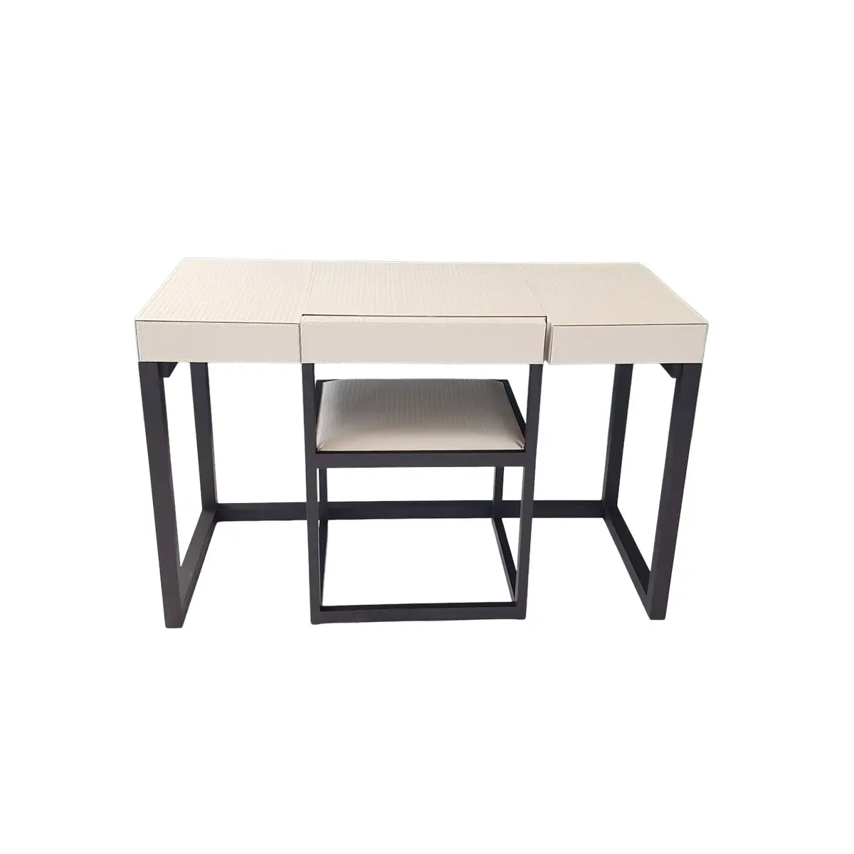 Compact Desk and Chair Woven Pumice Leather