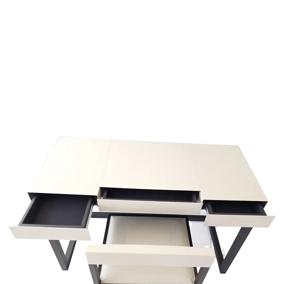 Compact Desk and Chair Woven Pumice Leather