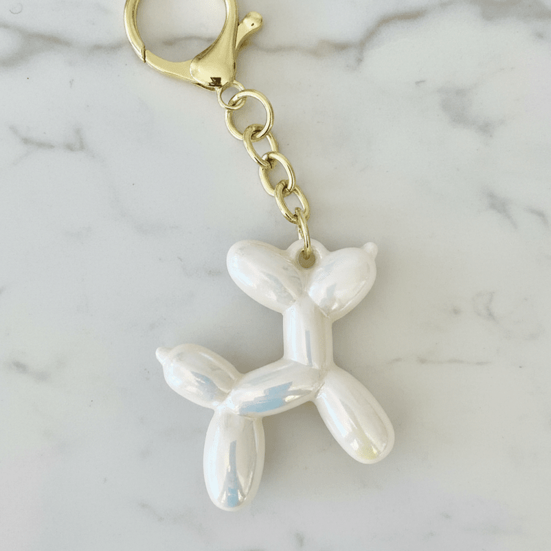 Cream Balloon Dog Keyring