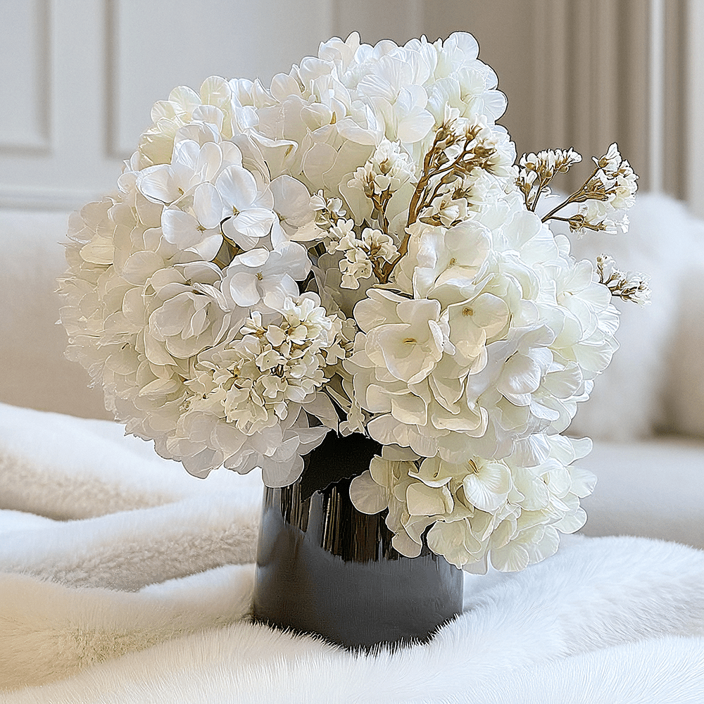 Cream Faux Hydrangea Single Stem Flower