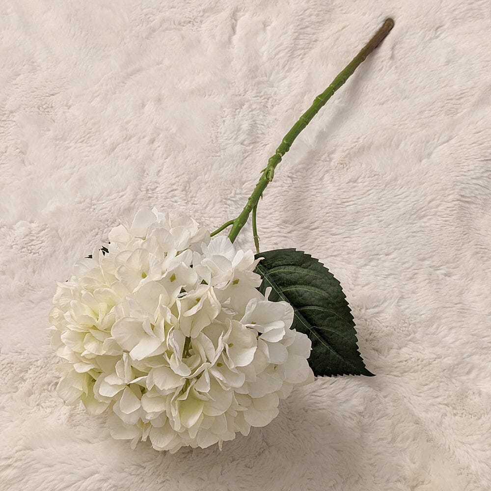Cream Faux Hydrangea Single Stem Flower