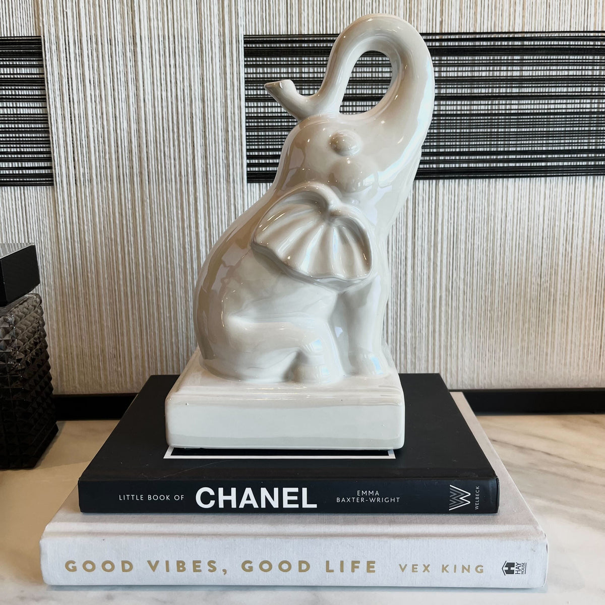 Cream Pearlescent Decorative Elephant Ornament