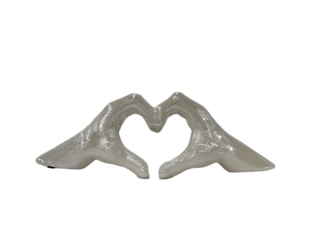 Cream Pearlescent Heart Hands Ornament