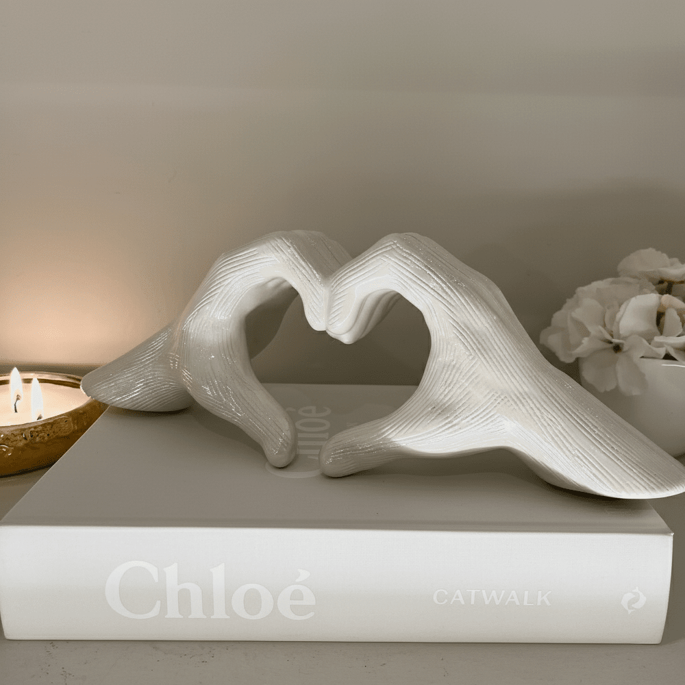 Cream Pearlescent Heart Hands Ornament