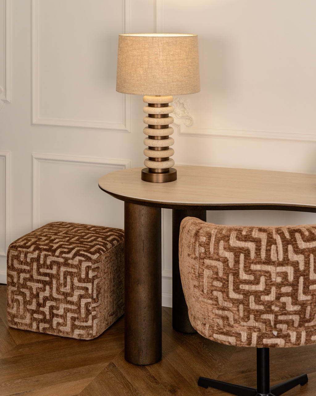 Pouffe & Footstool Ciela brown labyrinth