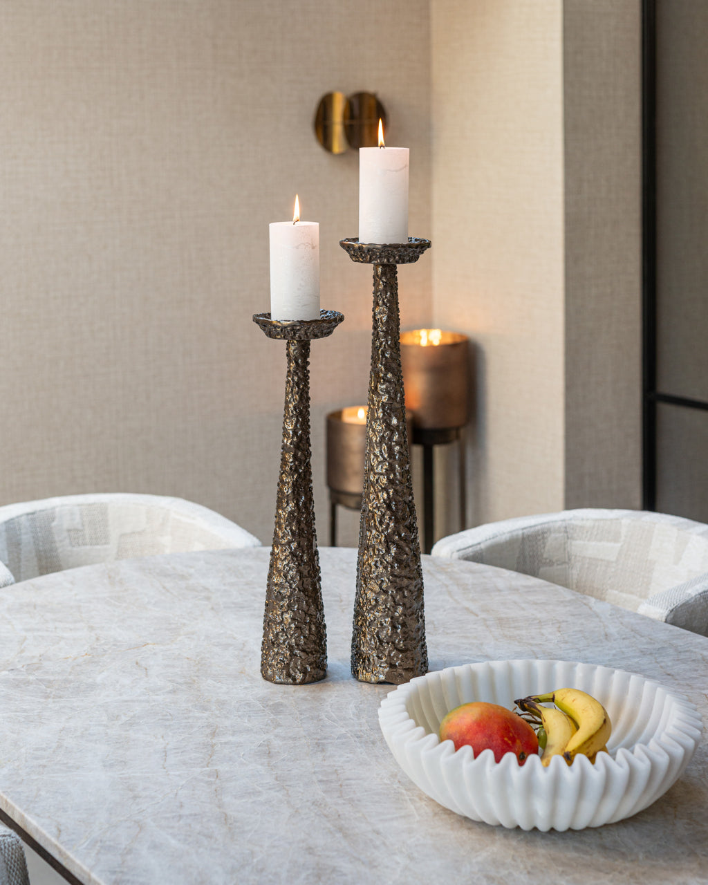 Candle holder Moan brushed gold small