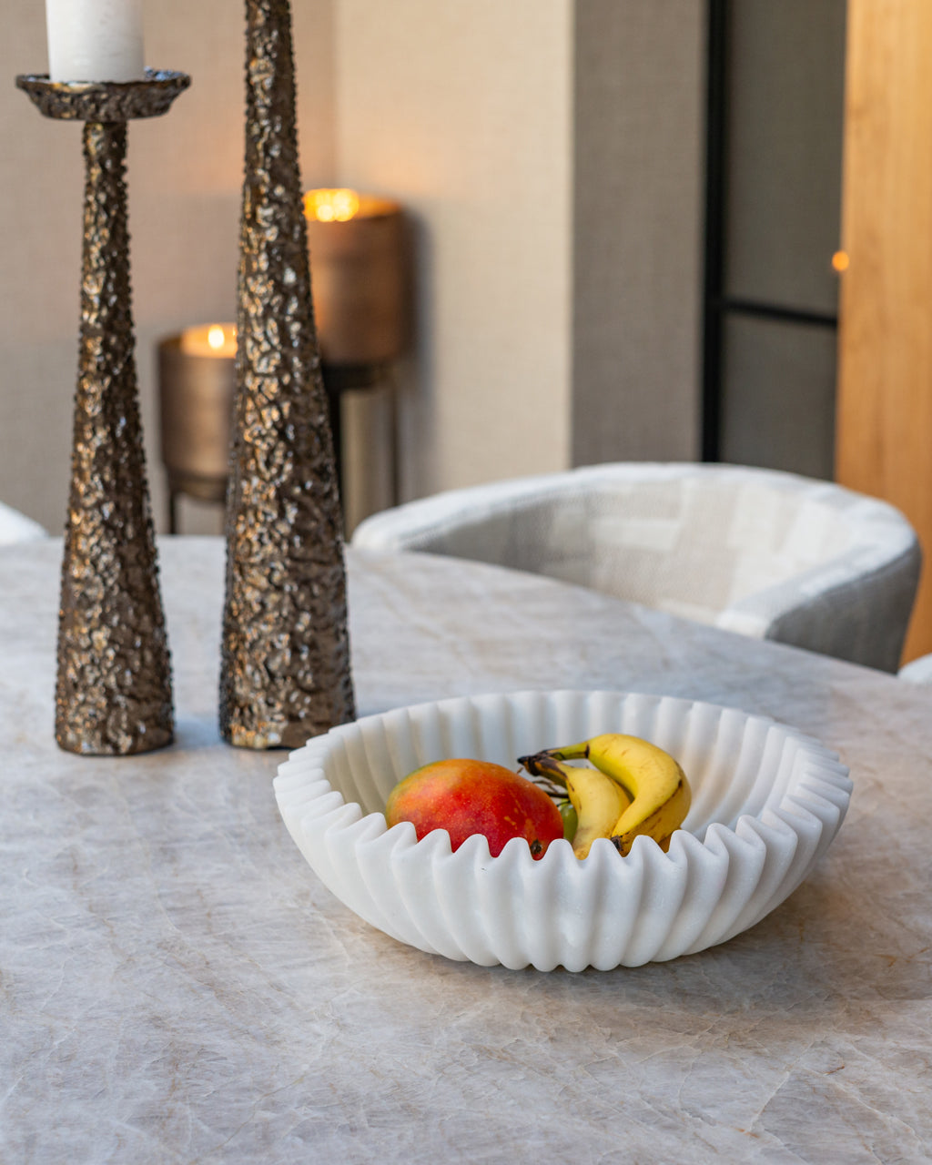 Candle holder Moan brushed gold small