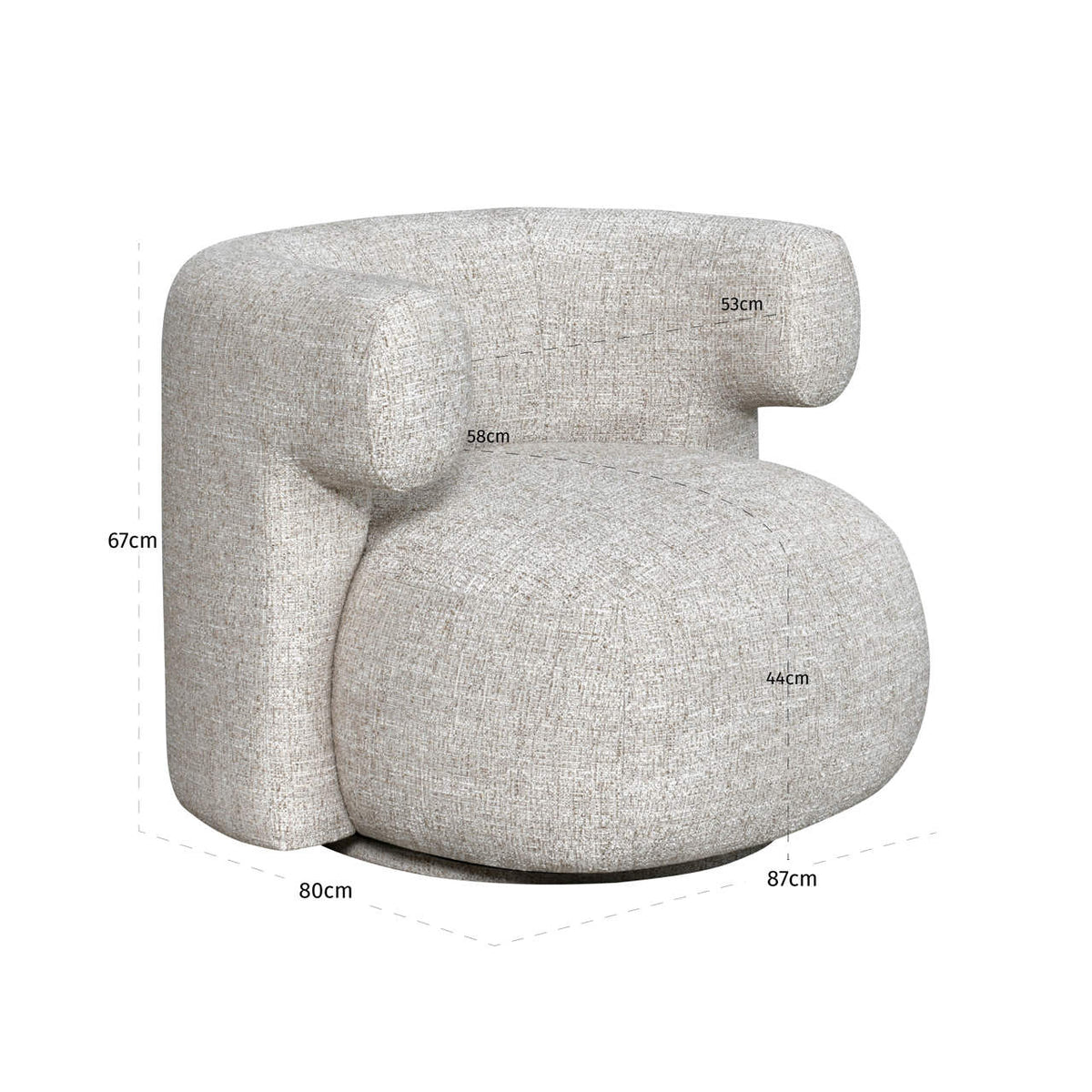 Lounge chair Talley cream tweed swivel