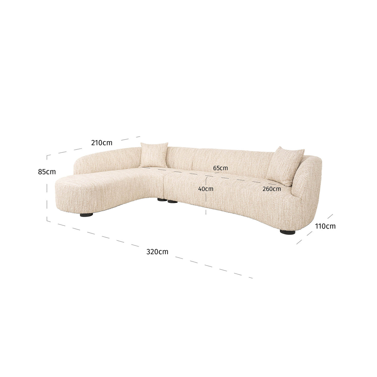 Sofa Pandora beige angora lounge left