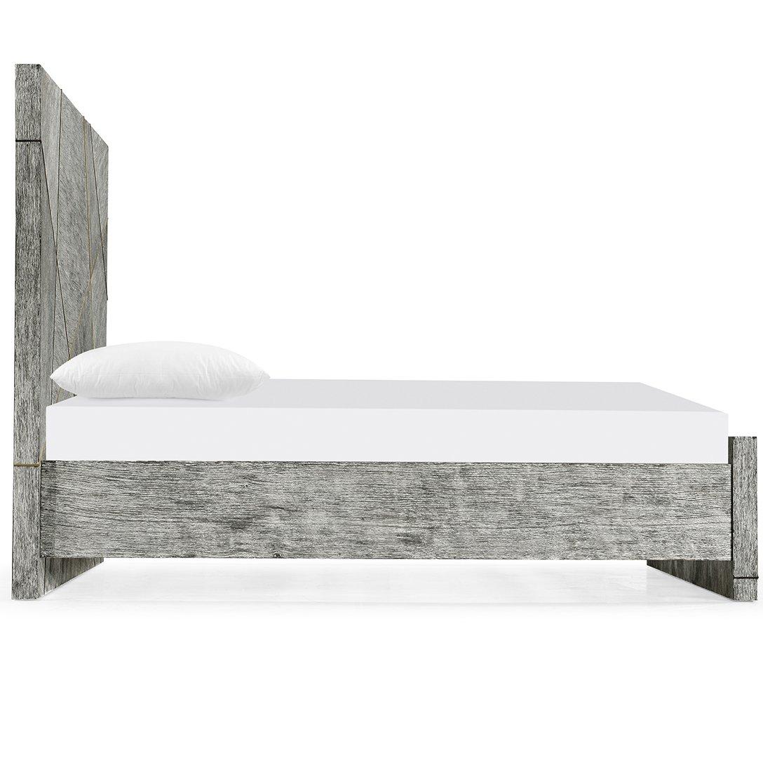King Bed Frame Geometric in Dark French Oak