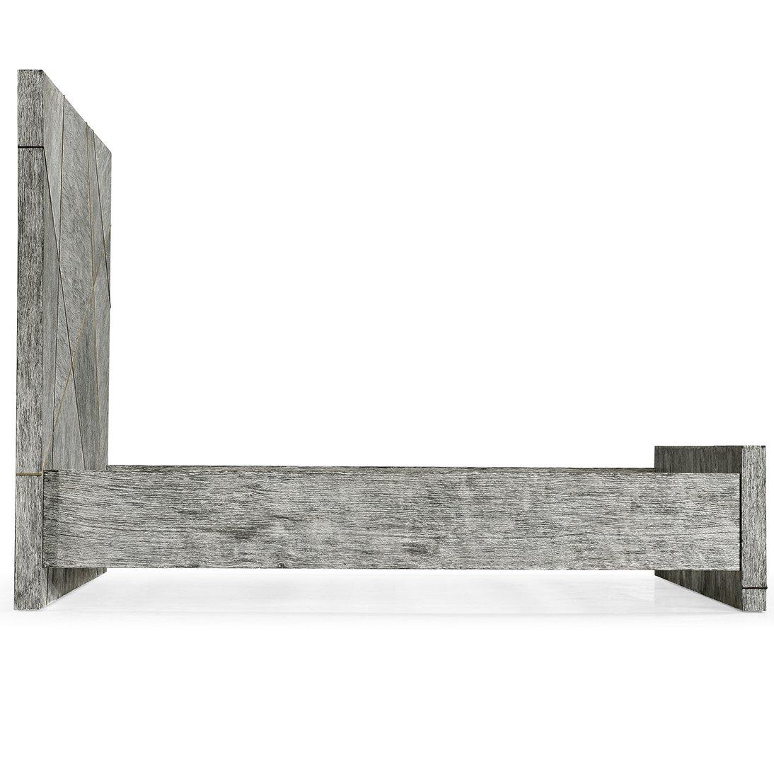 King Bed Frame Geometric in Dark French Oak