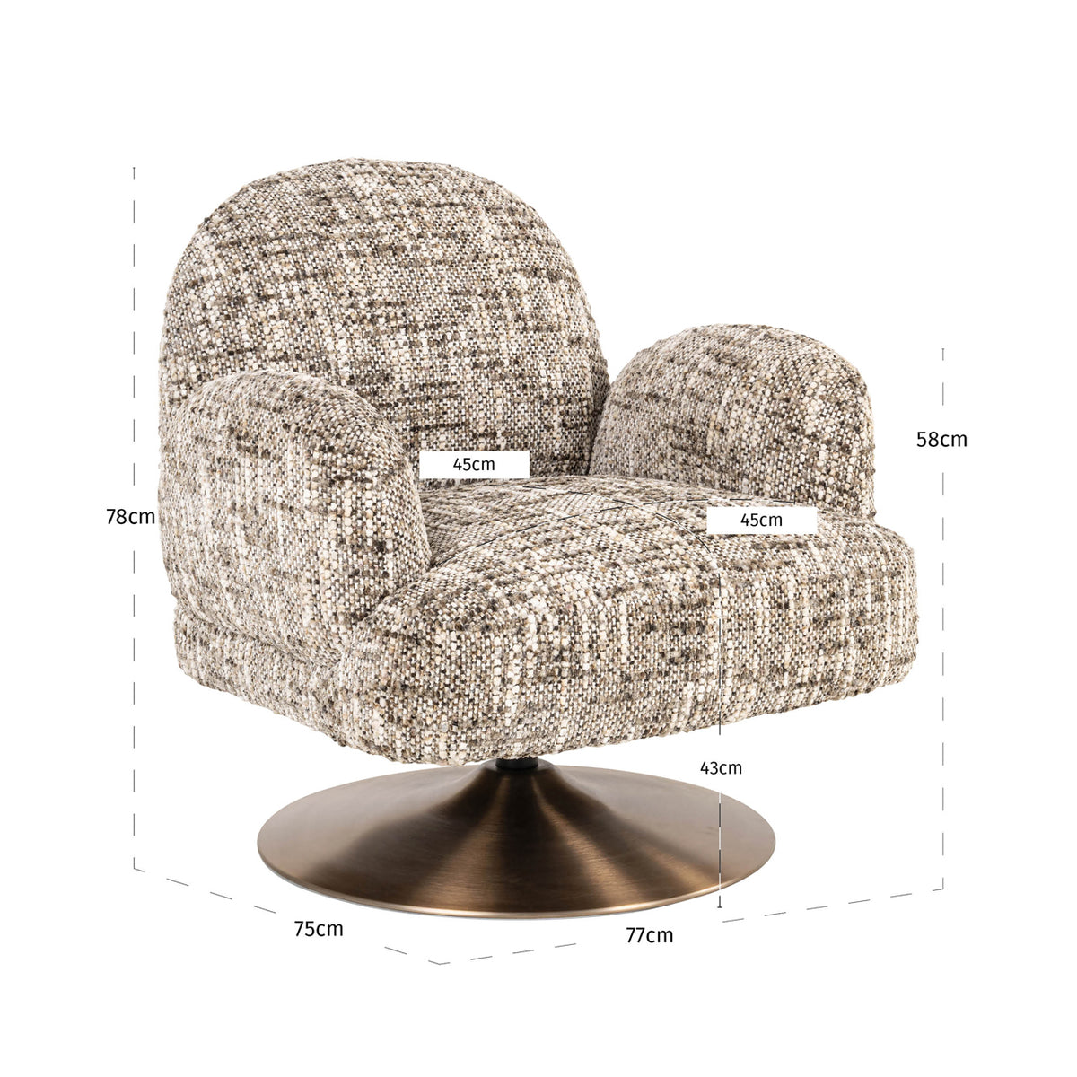 Lounge chair Kagney brown omara swivel