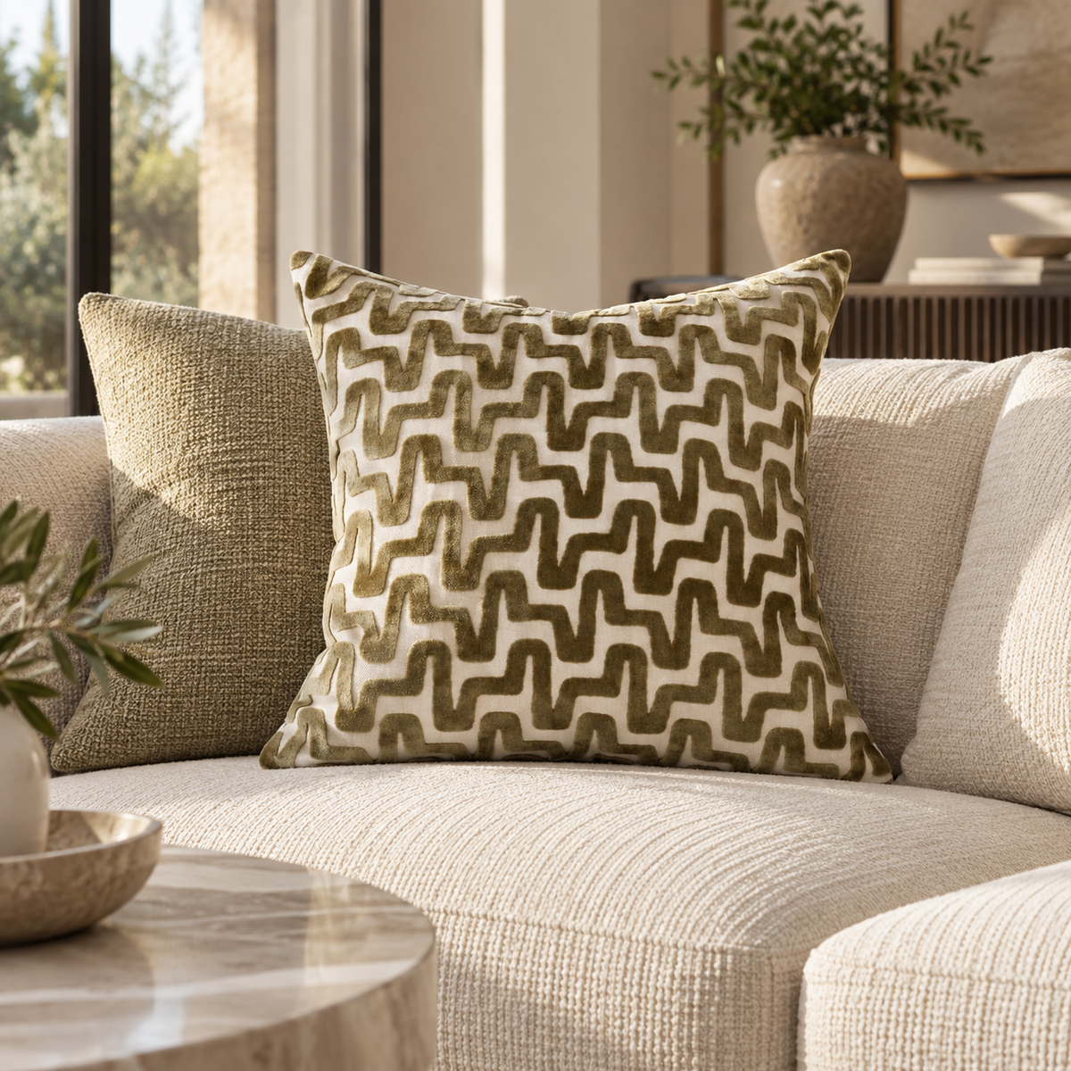 Malini Summit Olive Cushion