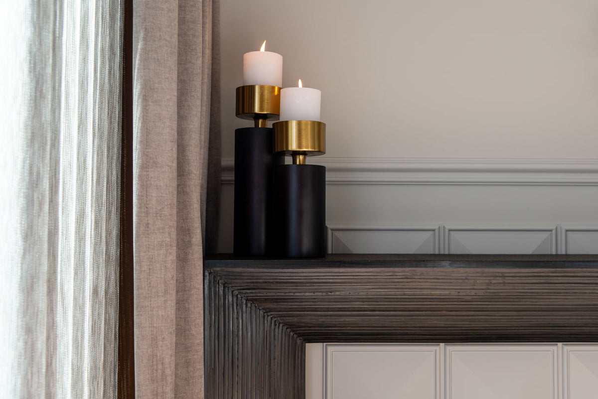 Candle holder Caya black/gold large