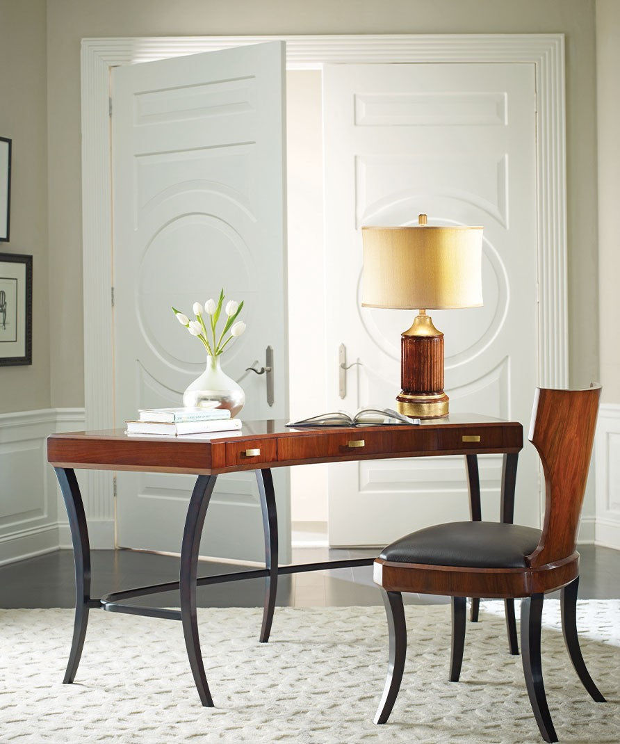 Dining Chair High Lustre Klismos in Brown Leather