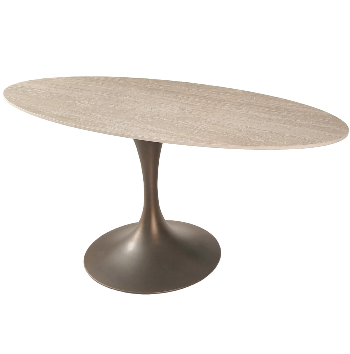 Sutton Oval Dining Table in Travertine Ceramic - 180cm
