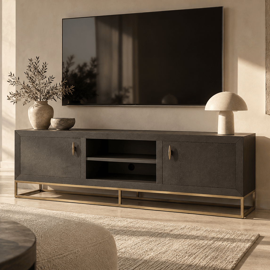DI Designs Living Hampton TV Unit | Brown Shagreen House of Isabella UK