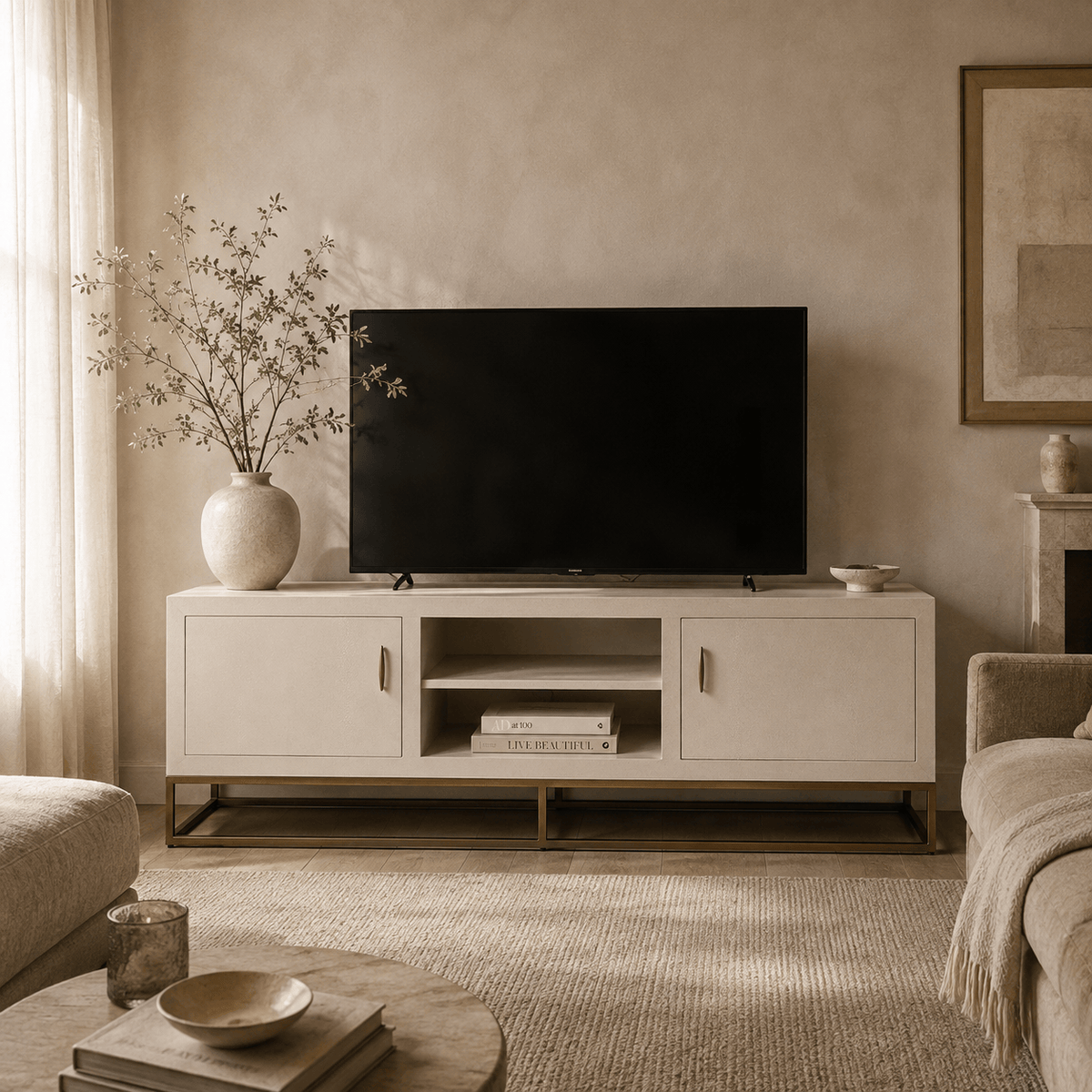 DI Designs Living Hampton TV Unit - Ivory Shagreen House of Isabella UK