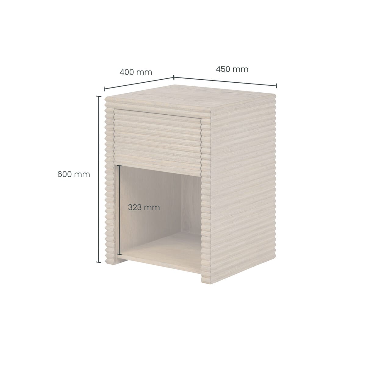 DI Designs Living Wickham Bedside Table | One Drawer | Oak | Ribbed House of Isabella UK