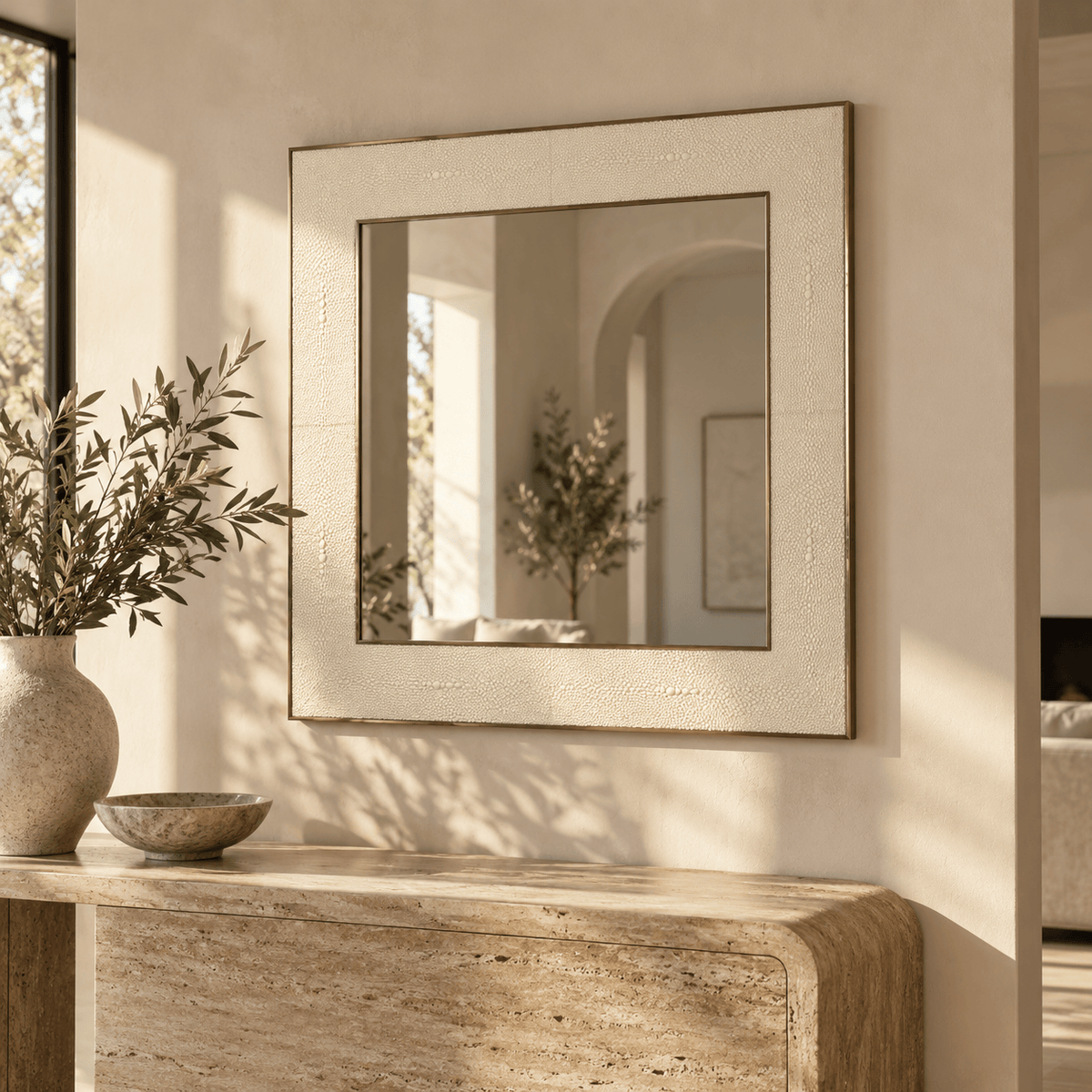 DI Designs Mirrors Hampton Mirror | Small Square | Ivory Shagreen House of Isabella UK
