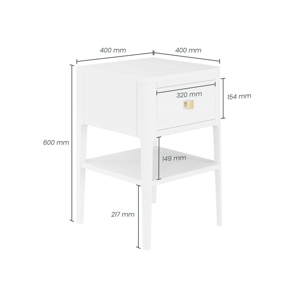 Abberley Bedside - White - 1 Drawer.