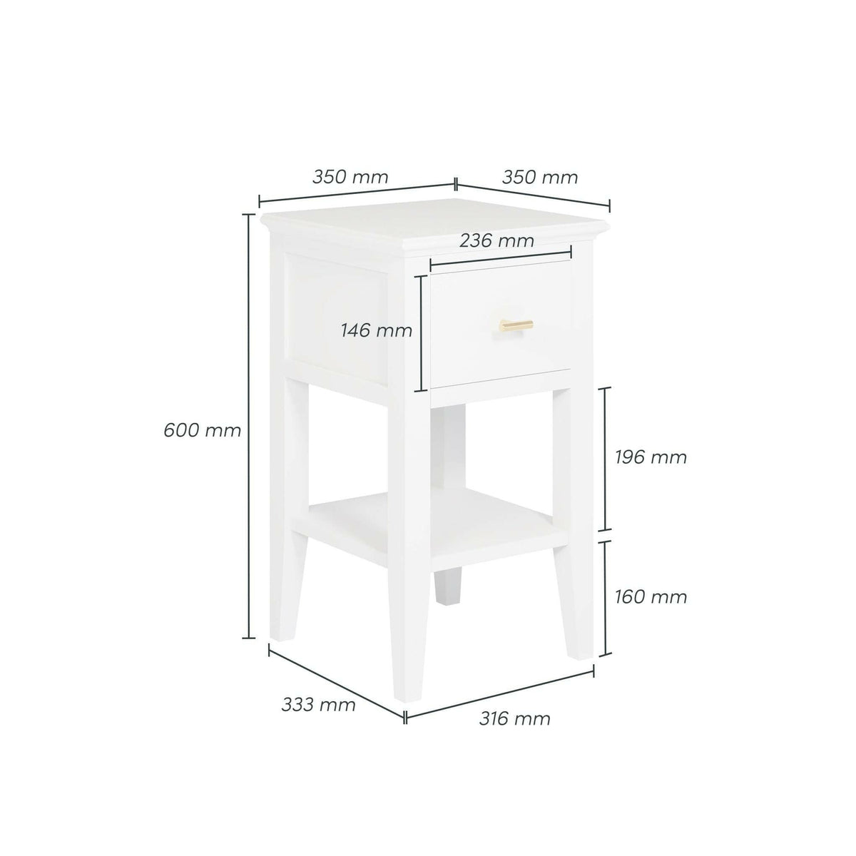 Chilworth Bedside - White.