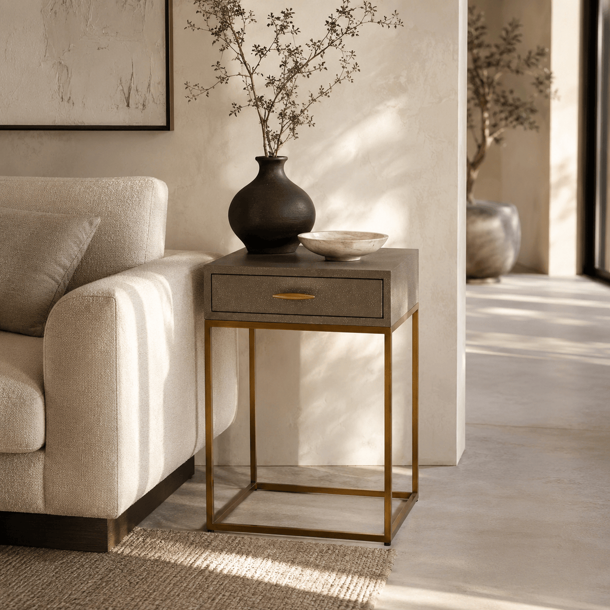 DI Designs Sleeping Hampton Bedside - Grey Shagreen House of Isabella UK