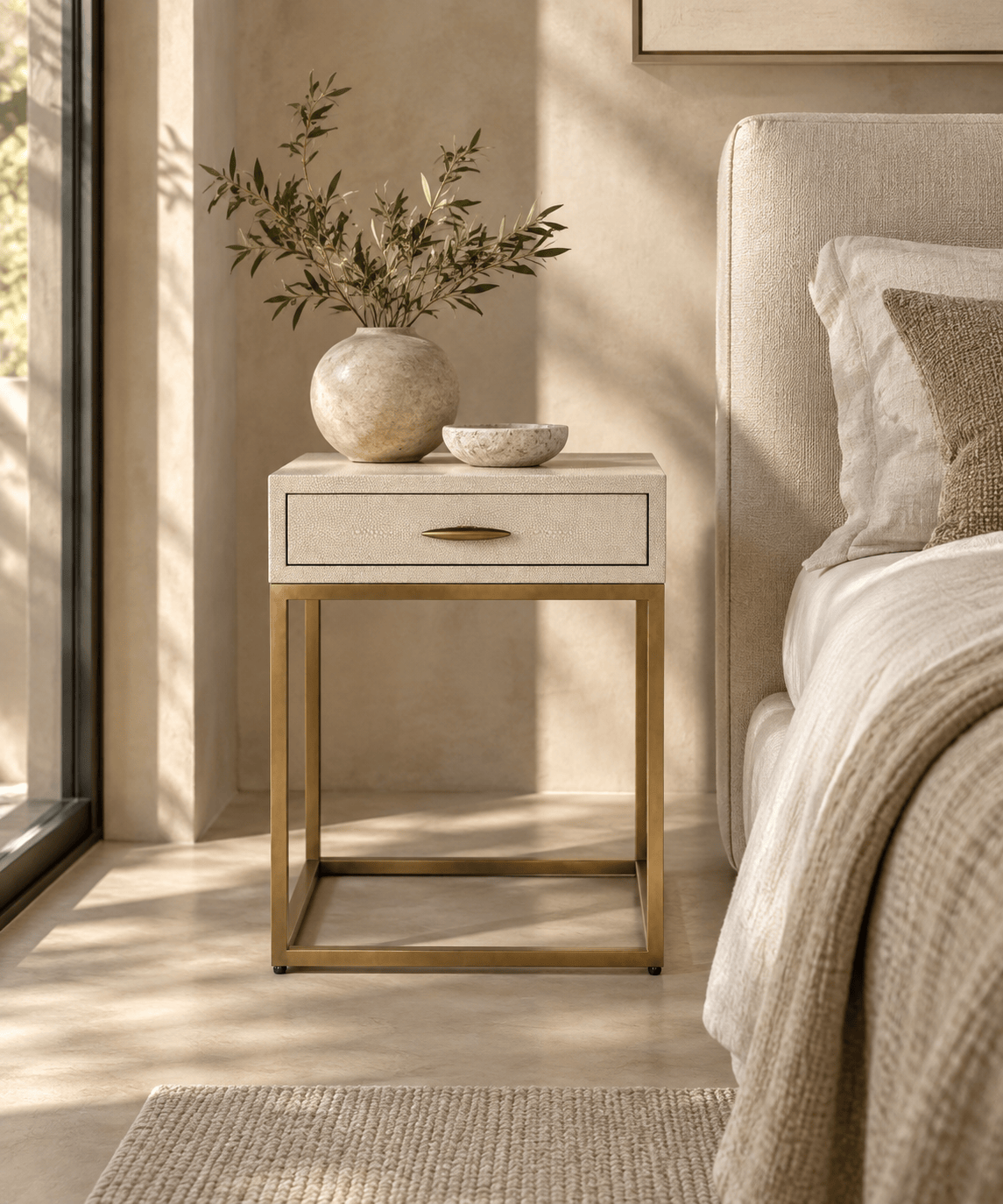 DI Designs Sleeping Hampton Bedside - Ivory Shagreen House of Isabella UK