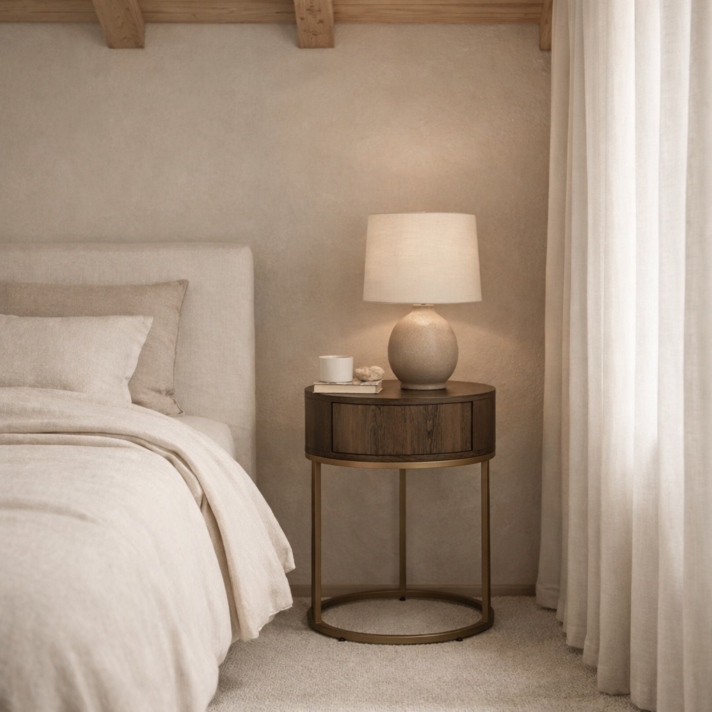 DI Designs Sleeping Hampton Round Wooden Bedside - Brown House of Isabella UK