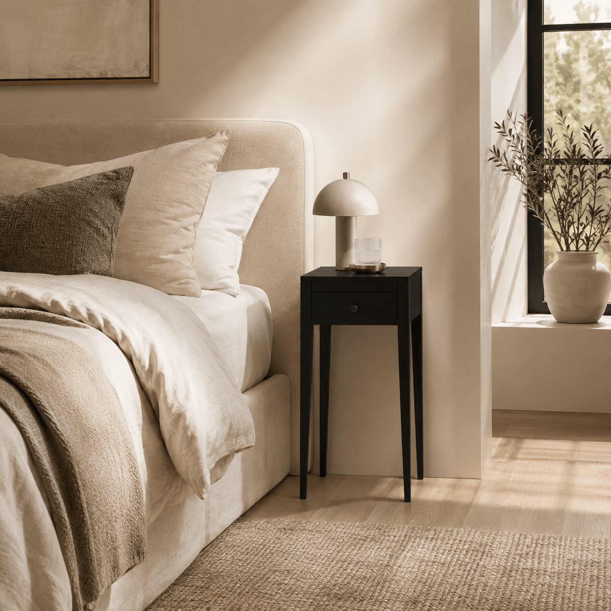DI Designs Sleeping Radford Bedside - Black - 1 Drawer House of Isabella UK