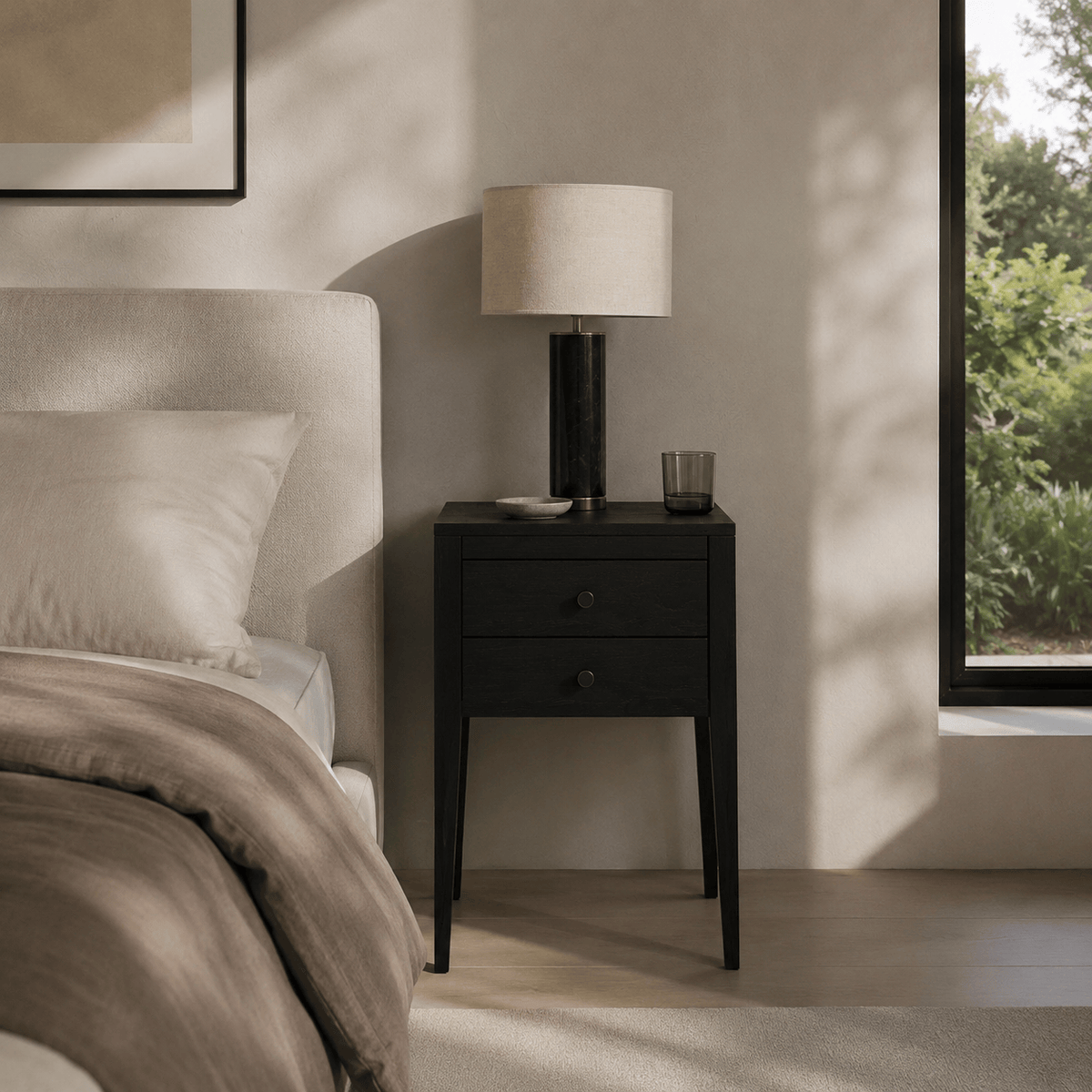DI Designs Sleeping Radford Bedside - Black - 2 Drawers House of Isabella UK