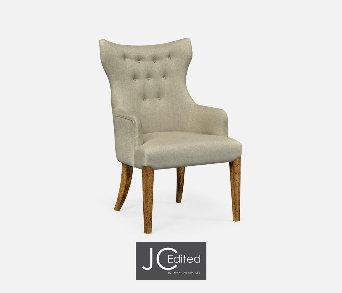 Winged Dining Armchair with Chestnut Leg - MAZO
