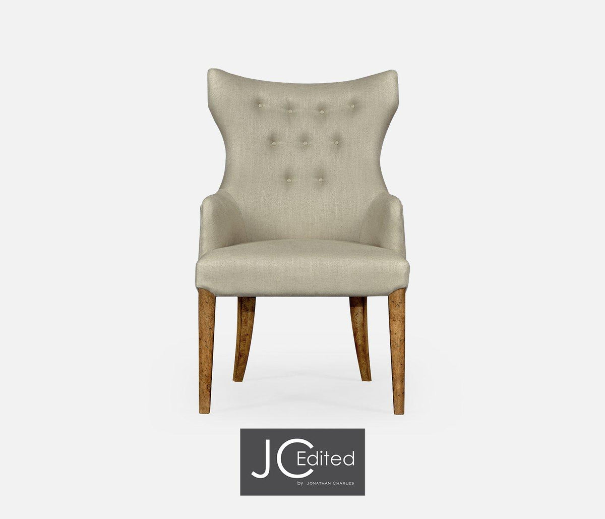 Winged Dining Armchair with Chestnut Leg - MAZO