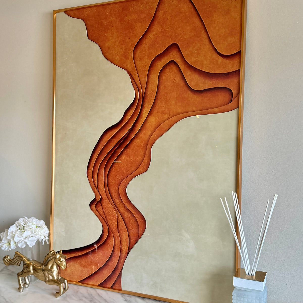 Donatella Copper & Cream 3D Effect Framed Wall Art - 70x100cm