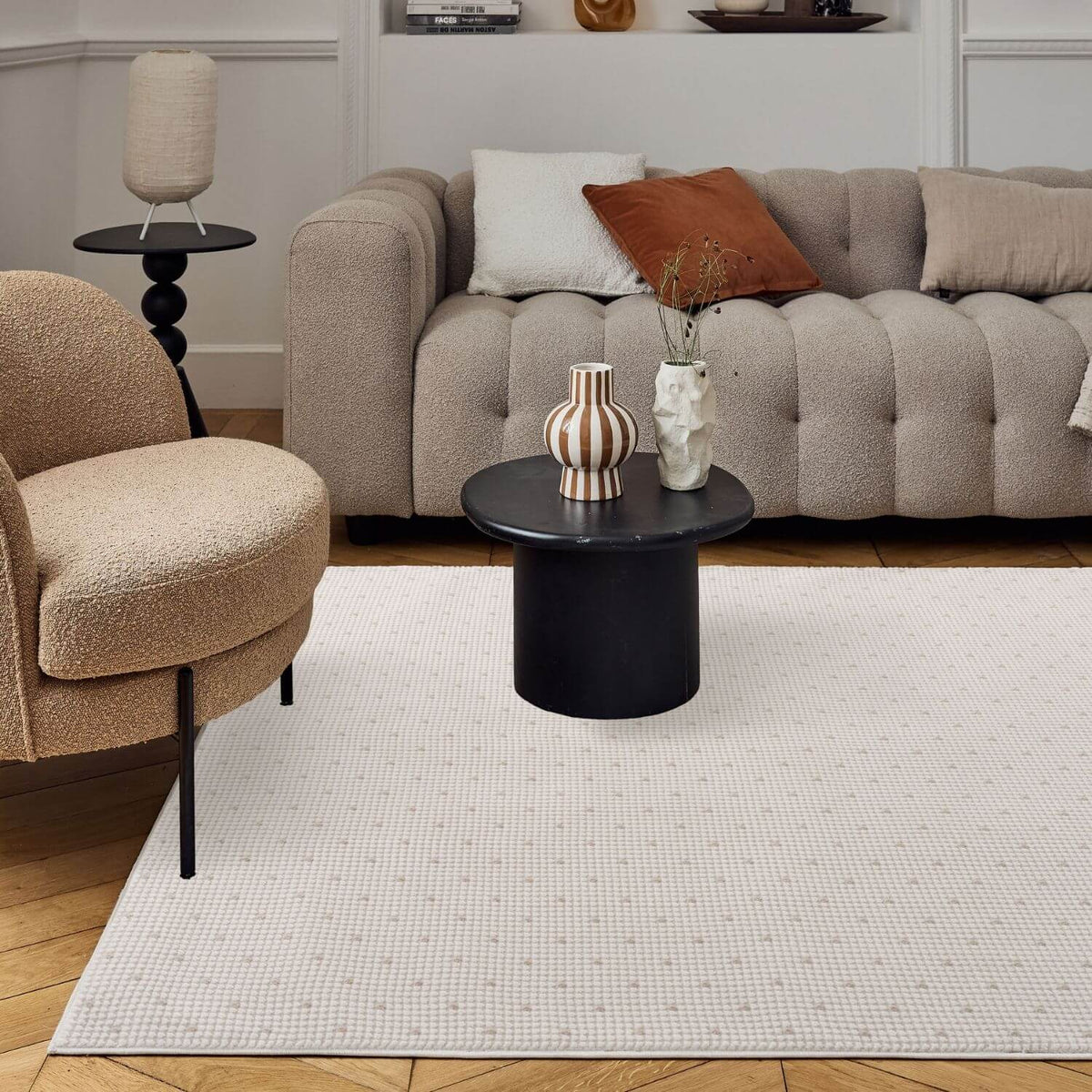 Carmel Cream-Beige Dots Rug | 6080