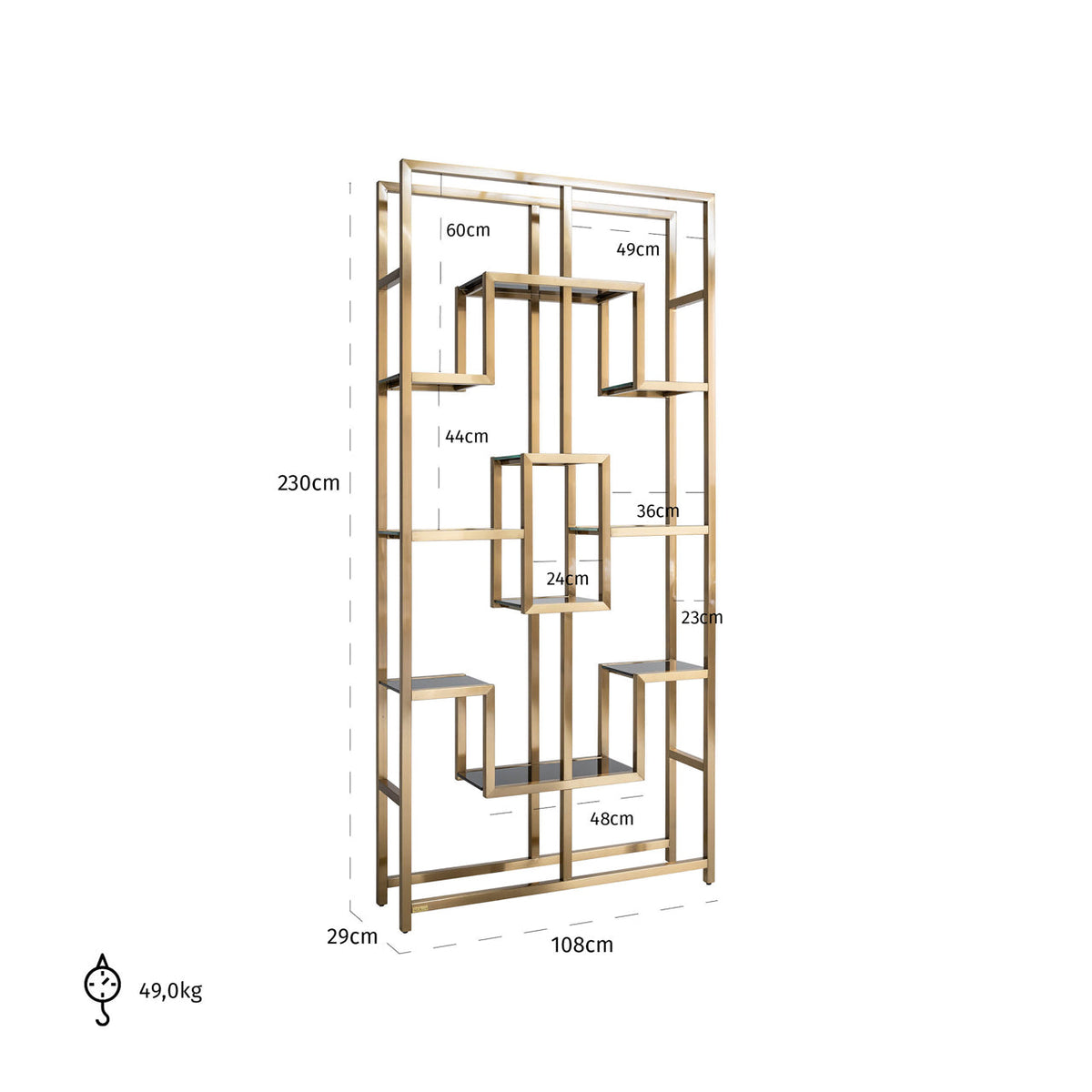 Display cabinet Magnus brushed gold