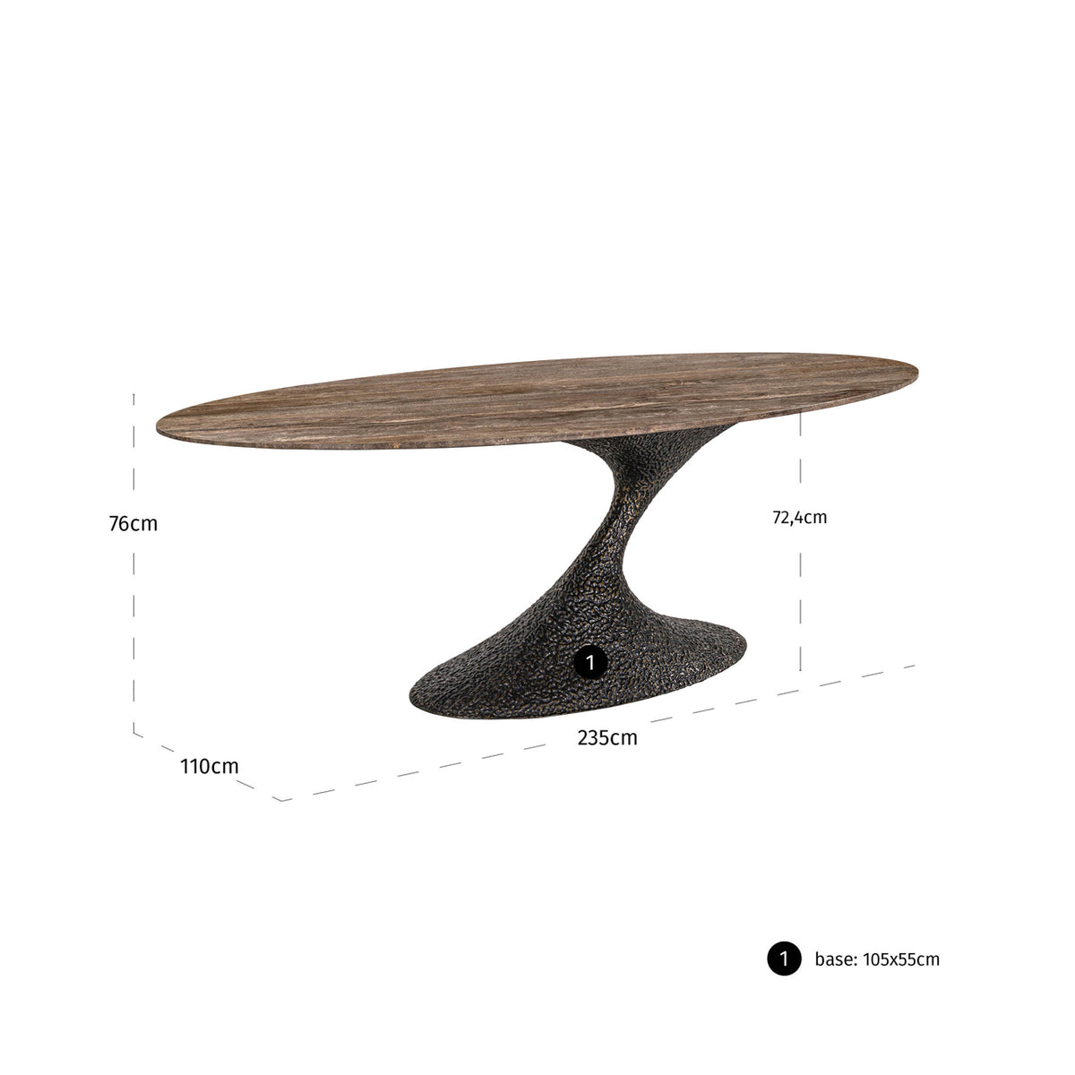 Dining table Russo ash brown oval 235